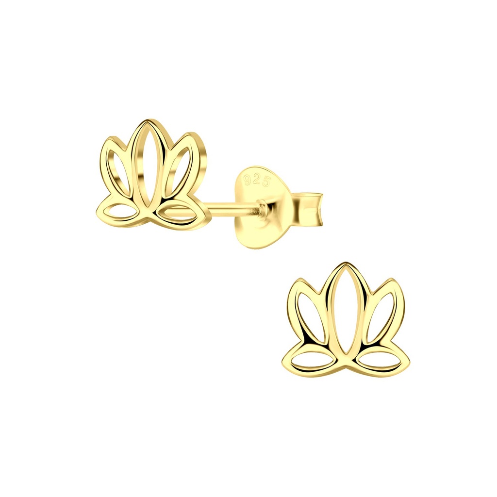 Puces d'oreilles fleur lotus en argent