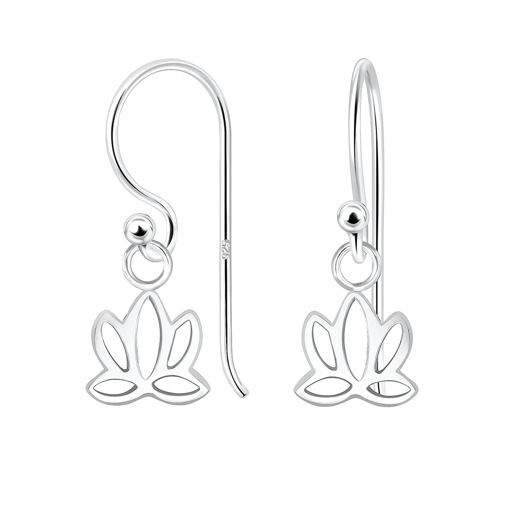 [10005119] Silver Lotus Flower Earrings