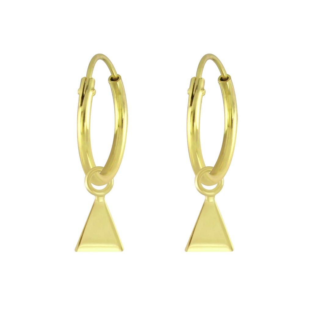 Silver Triangle Charm Hoop Earrings