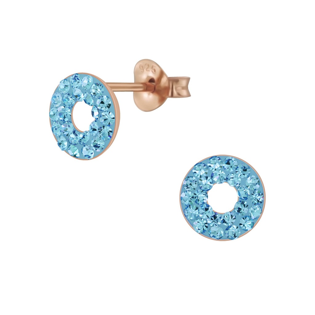 Puces d'oreilles cercle en argent cristal