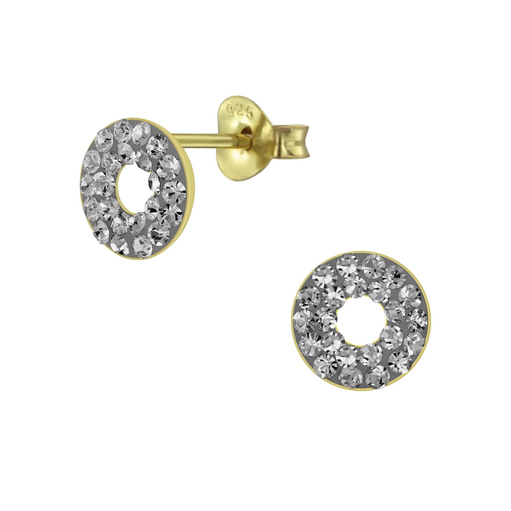 Puces d'oreilles cercle en argent cristal