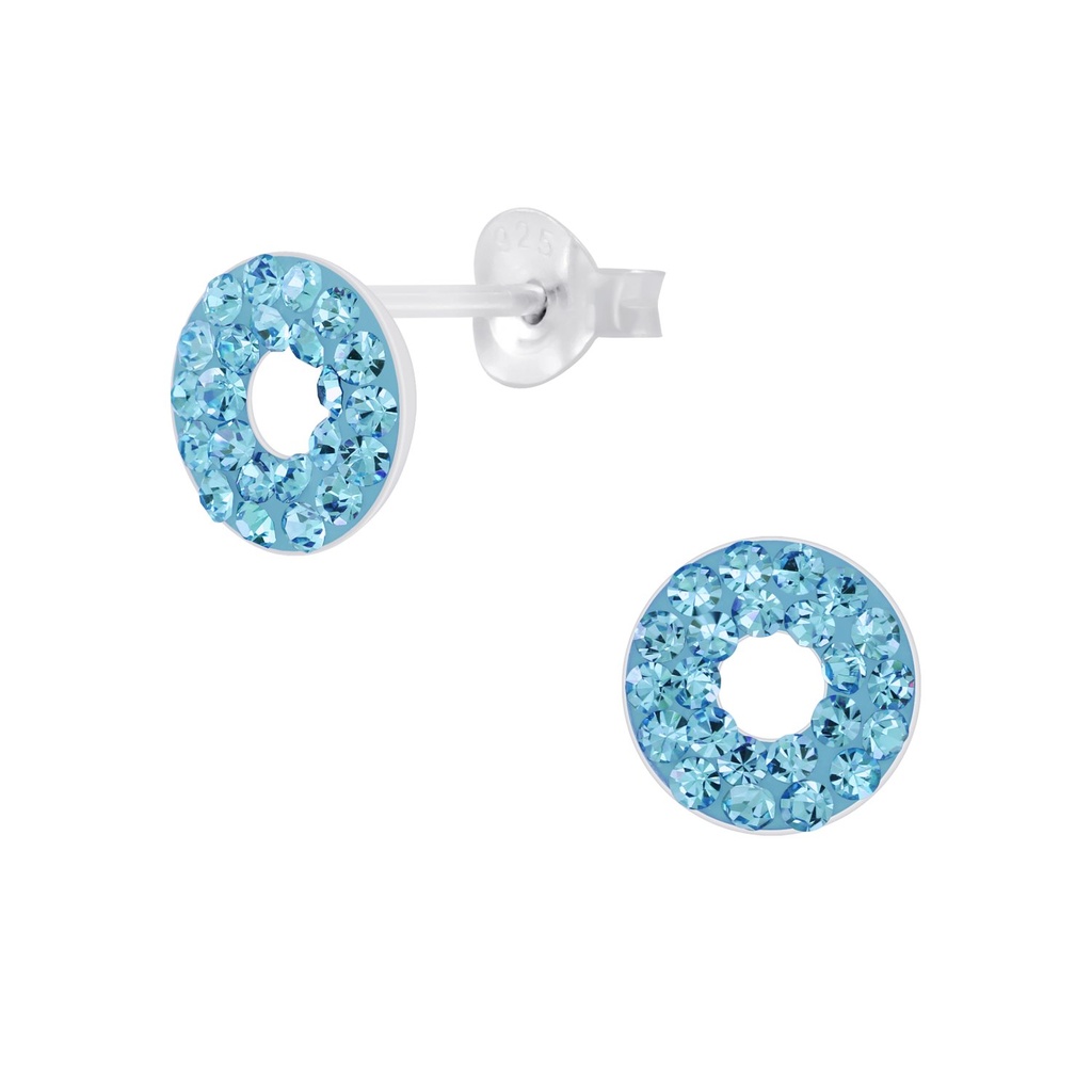 Puces d'oreilles cercle en argent cristal