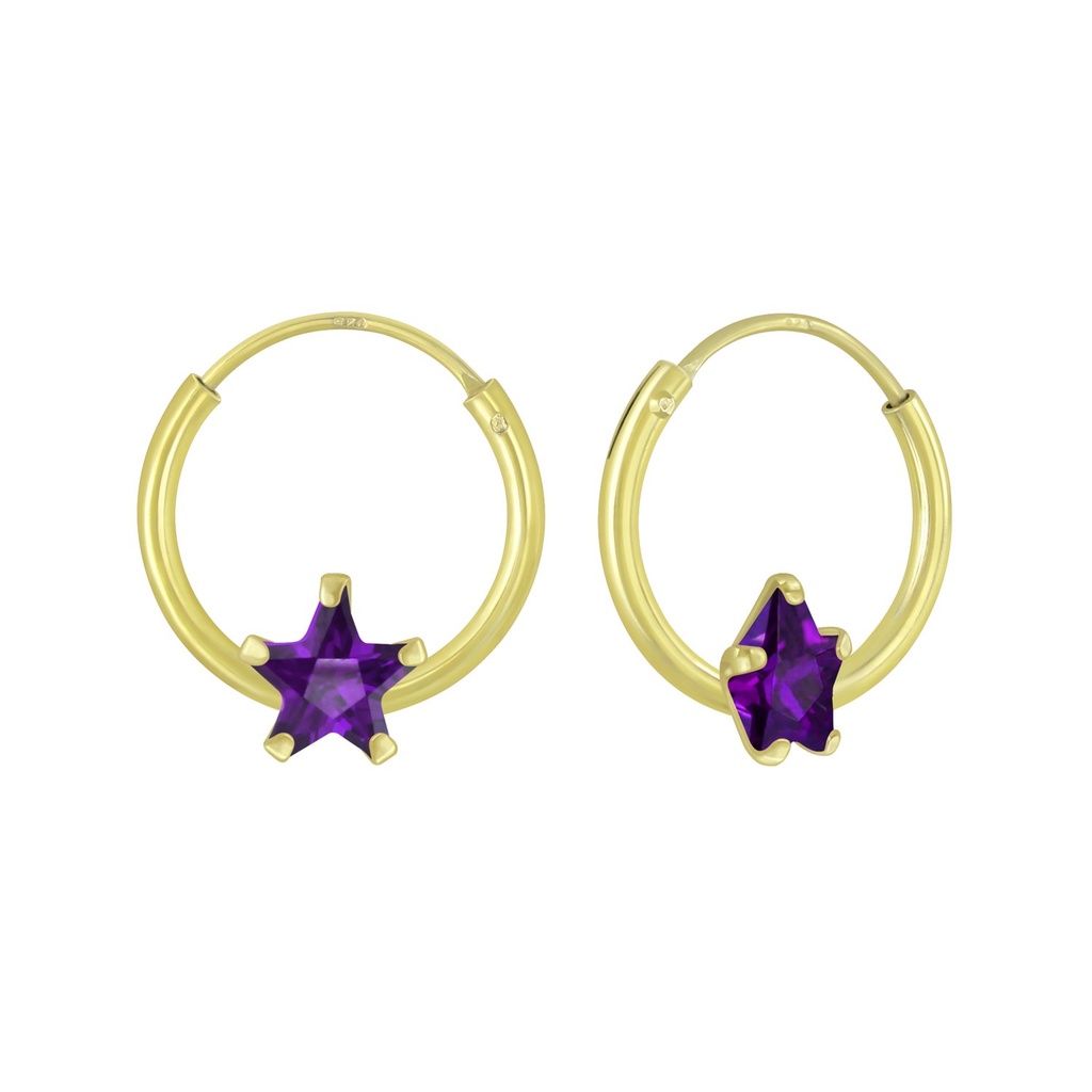Créoles en argent zircon étoile 4 mm
