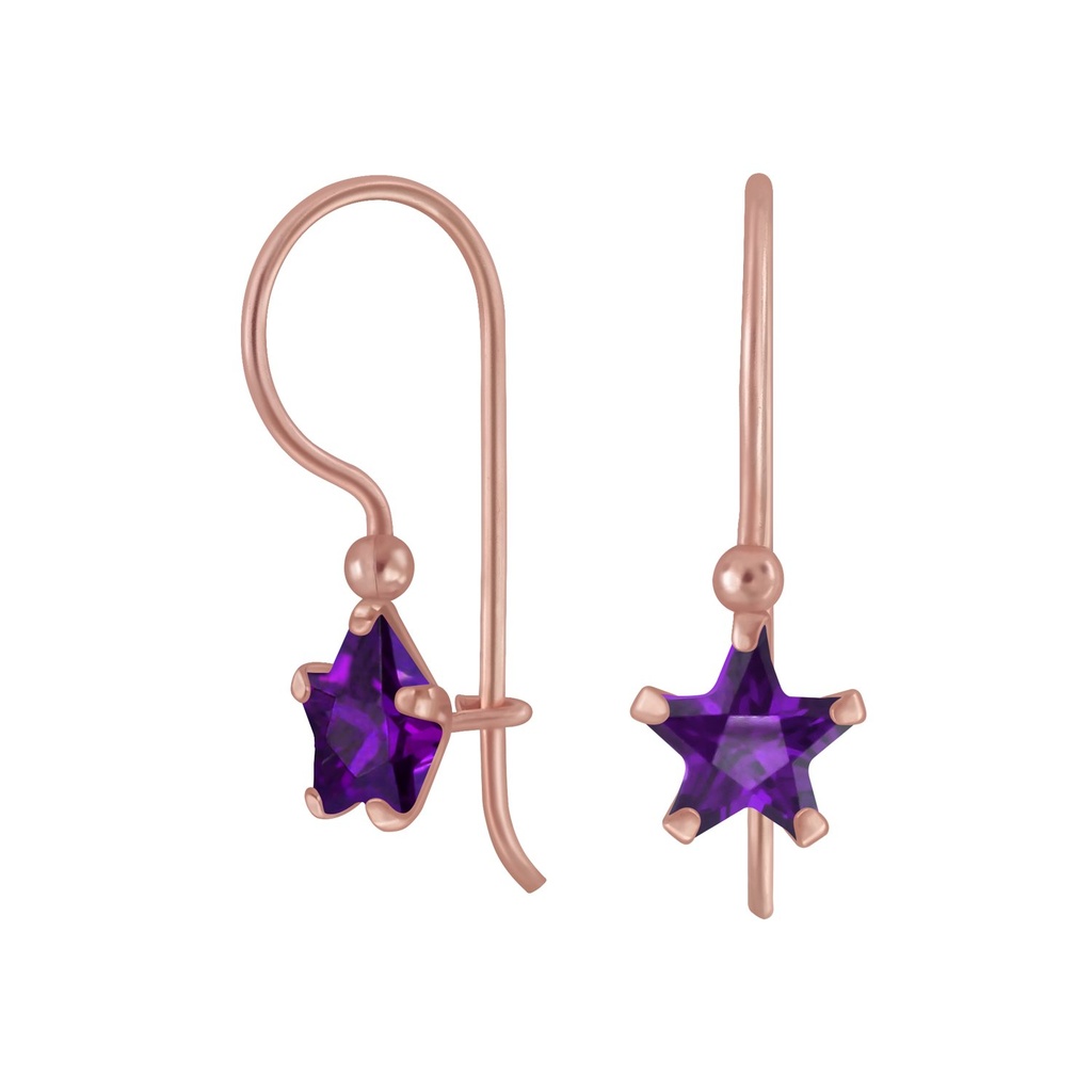 6mm Star Cubic Zirconia Silver Earrings