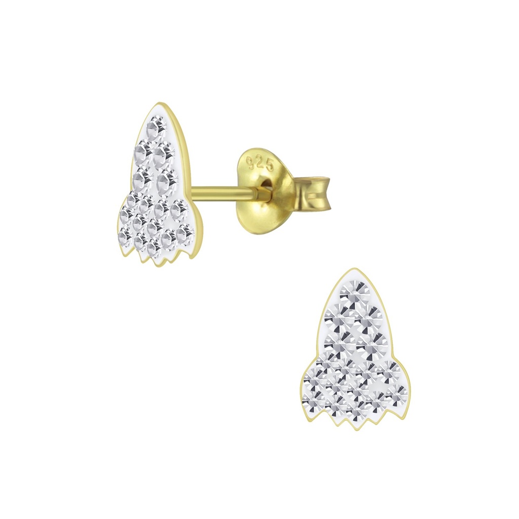 Silver Rocket Crystal Stud Earrings