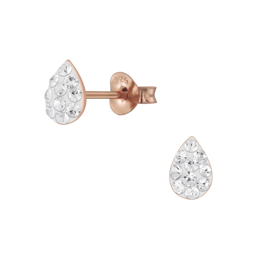 Puces d'oreilles goutte en argent cristal