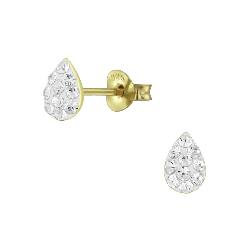 Puces d'oreilles goutte en argent cristal