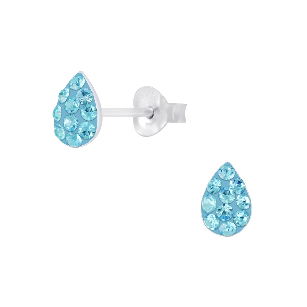 Puces d'oreilles goutte en argent cristal