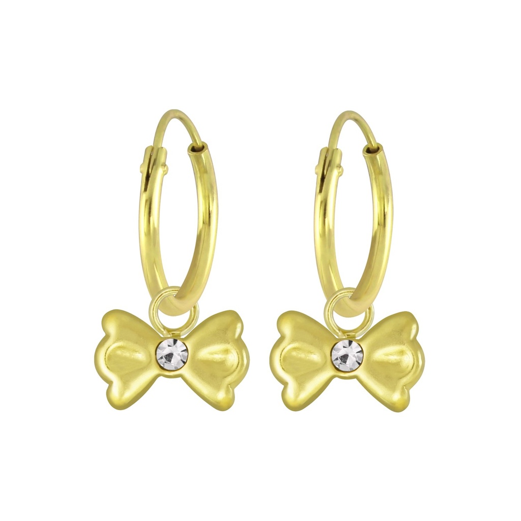 Silver Bow Charm Hoop Earrings