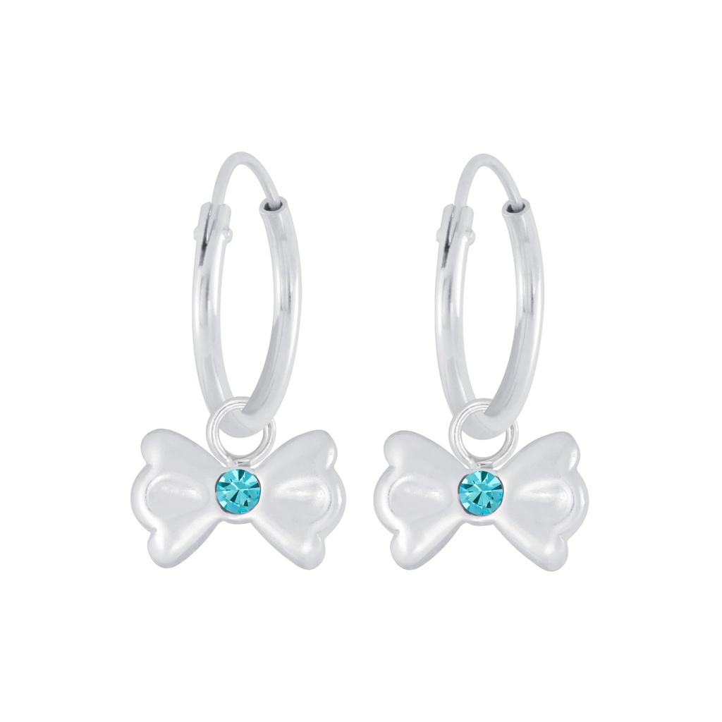 Silver Bow Charm Hoop Earrings
