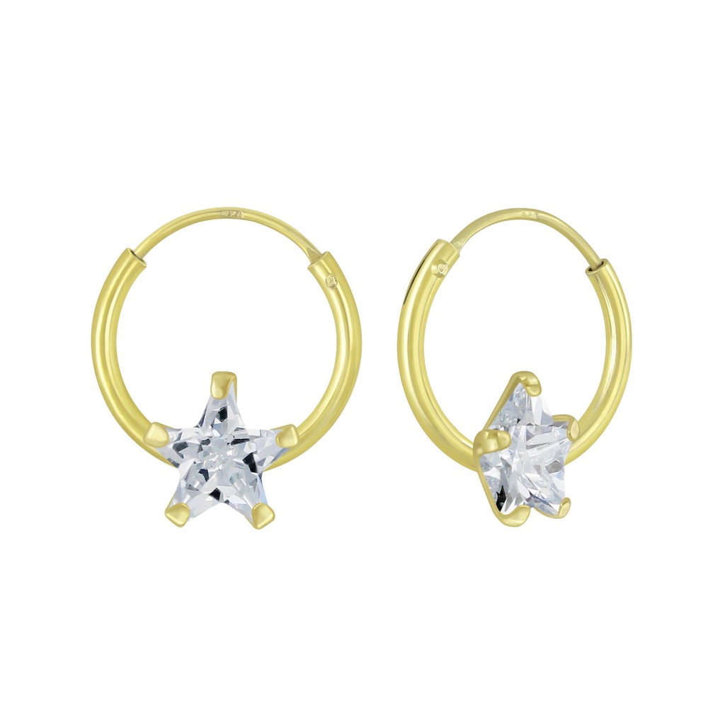 Créoles en argent zircon étoile 6 mm
