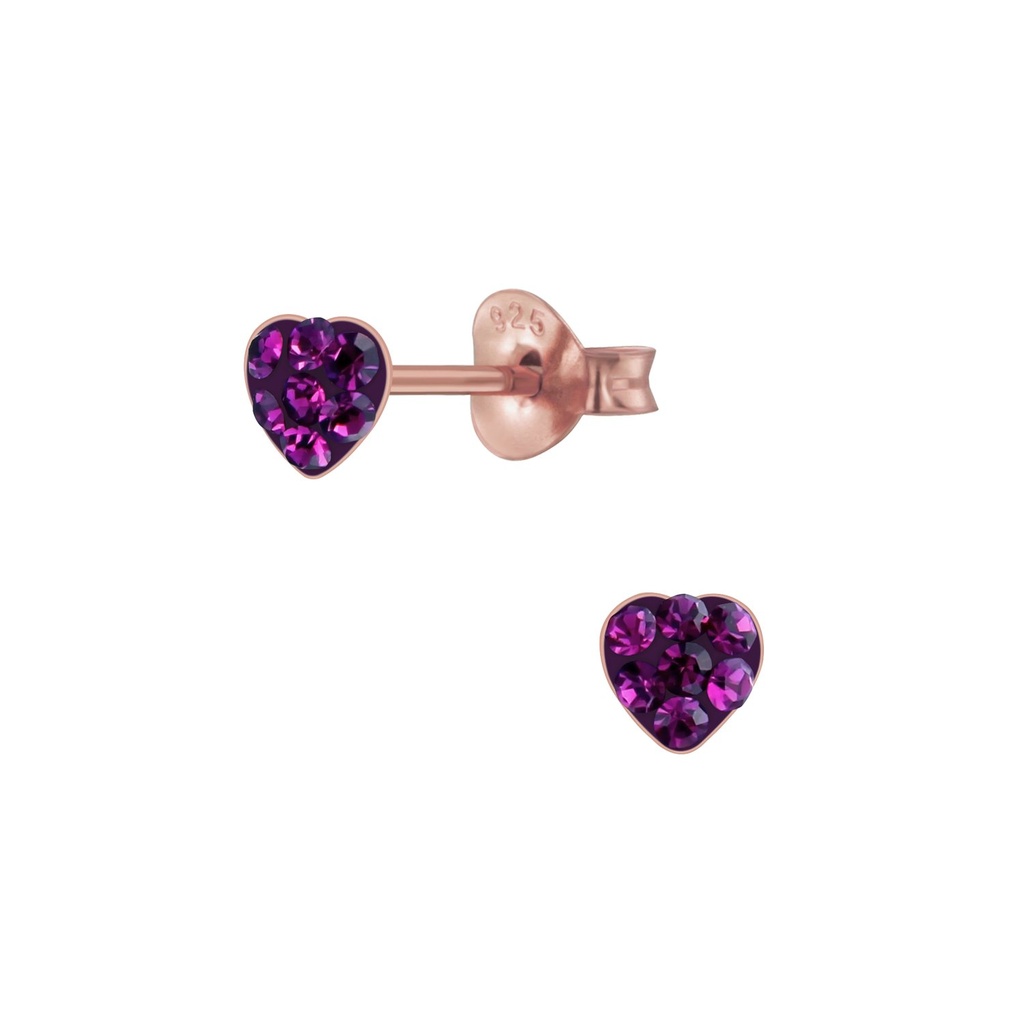 Silver Heart Crystal Stud Earrings
