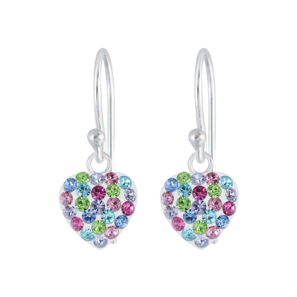 Boucles d'oreilles cœur en argent cristal