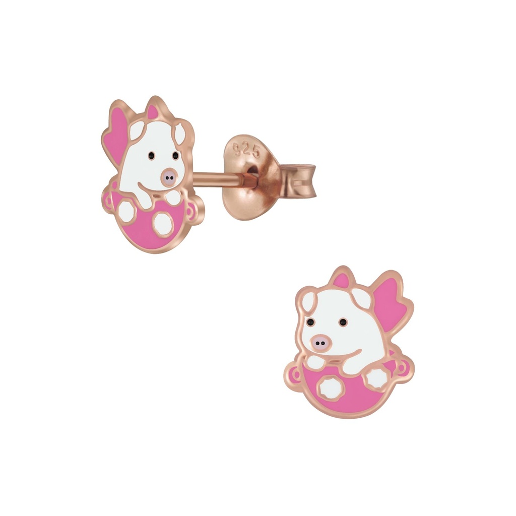 Puces d'oreilles cochon volant en argent