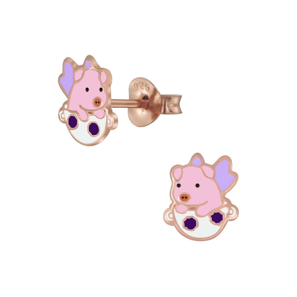 Puces d'oreilles cochon volant en argent