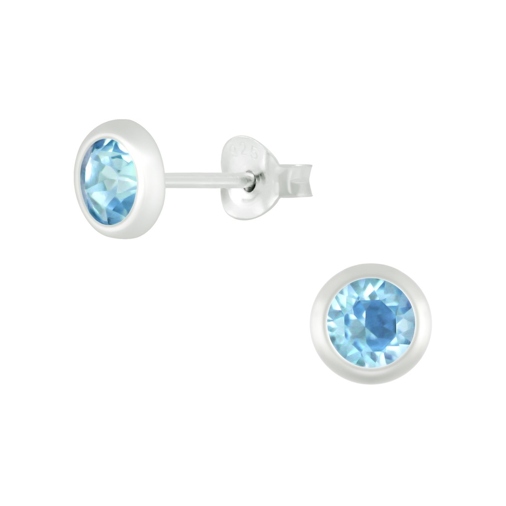 Puces d'oreilles en argent 5 mm avec cristaux