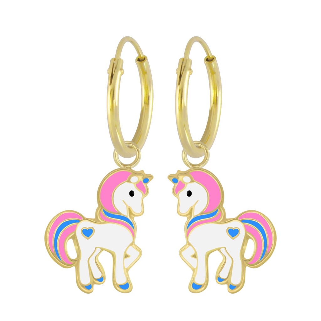 Créoles breloque licorne en argent