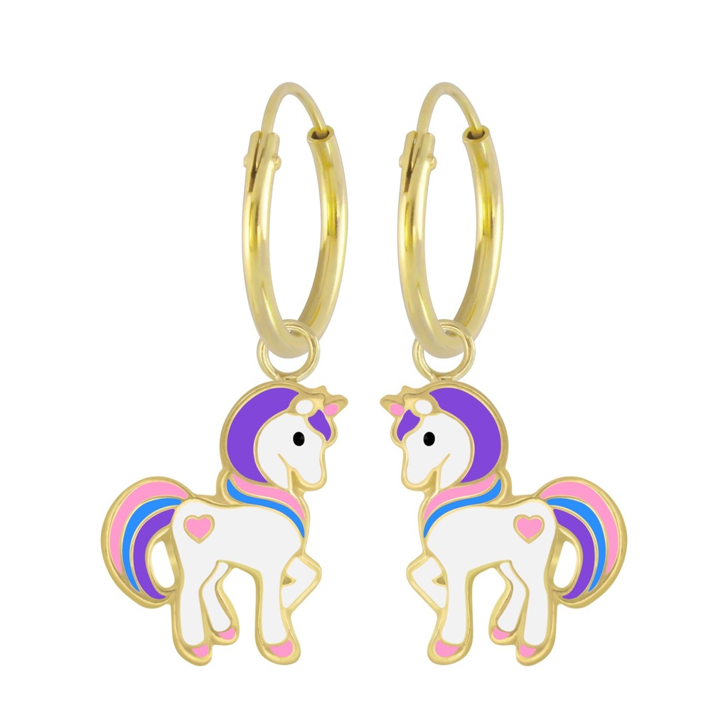 [10007105] Créoles breloque licorne en argent