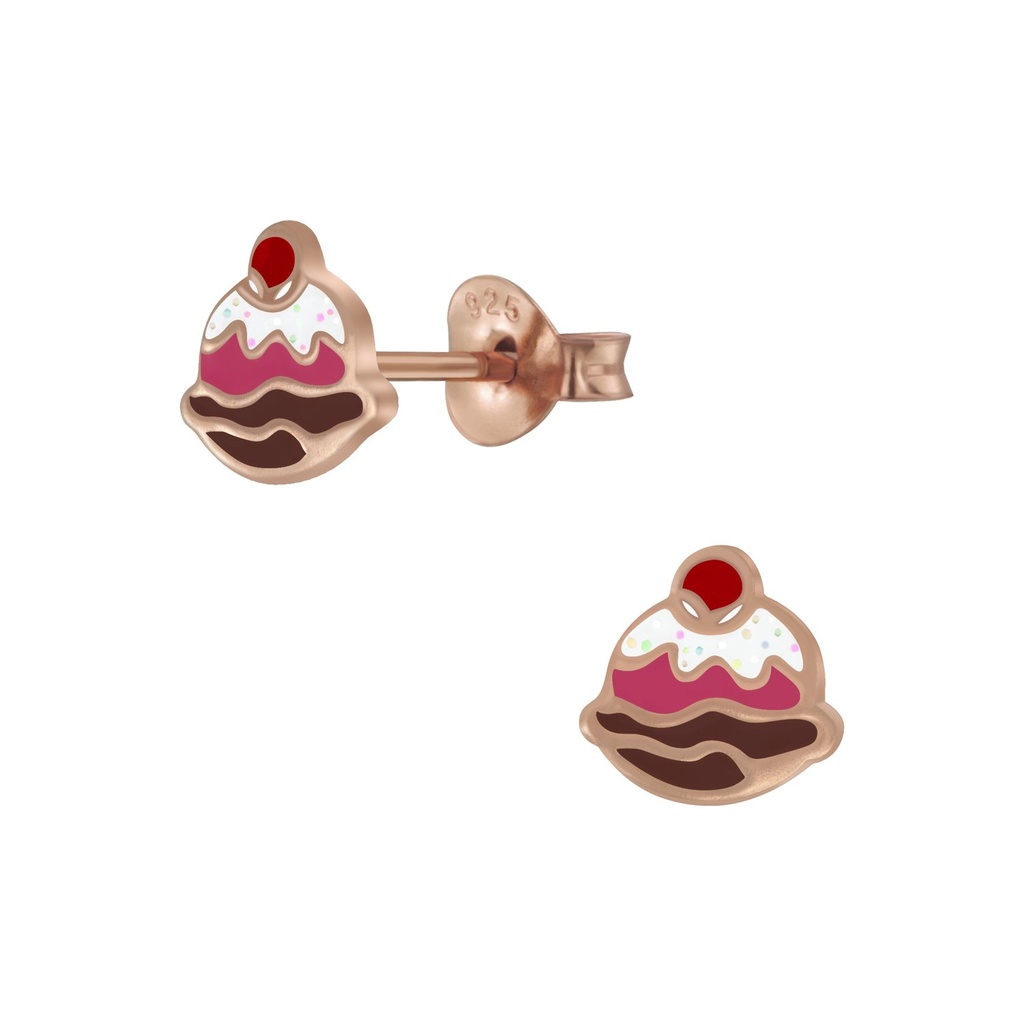 Puces d'oreilles coupe glacée en argent