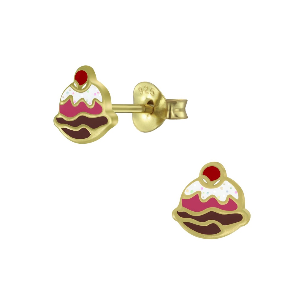 Silver Ice-cream Sundae Stud Earrings
