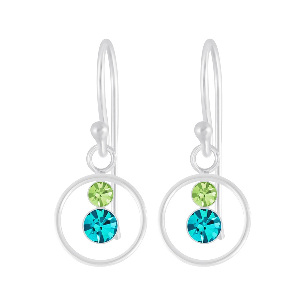 Silver Circle Crystal Earrings