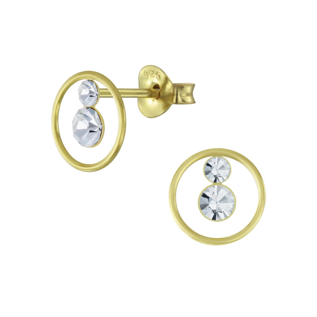 Puces d'oreilles cercle en argent cristal