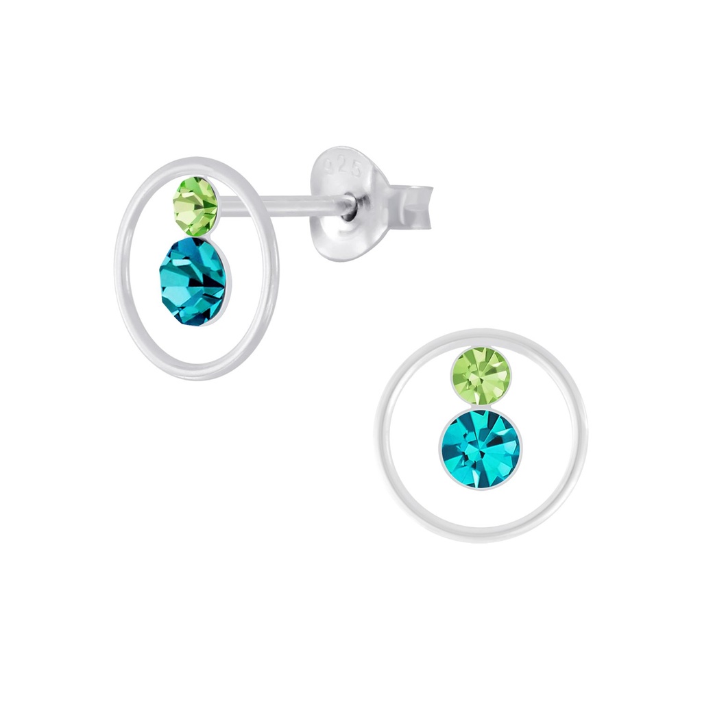 Puces d'oreilles cercle en argent cristal