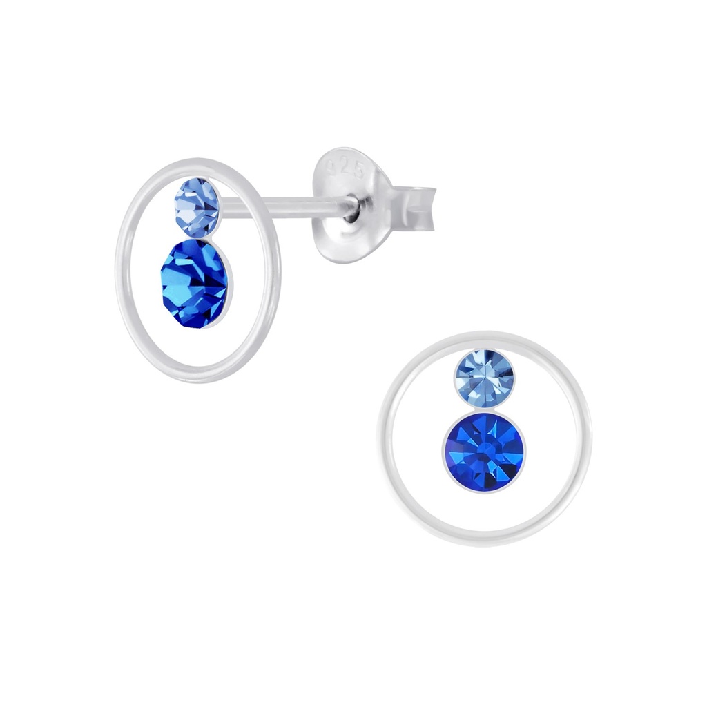 Puces d'oreilles cercle en argent cristal
