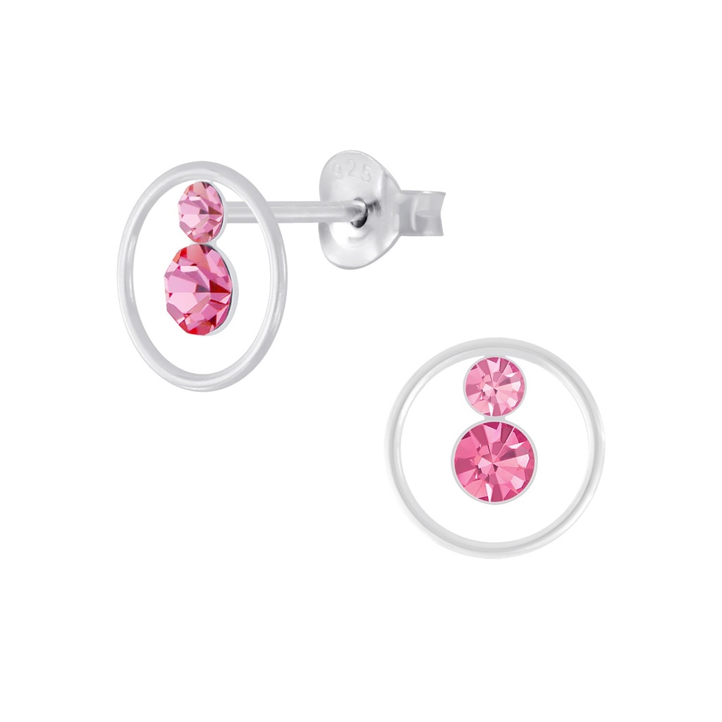 Puces d'oreilles cercle en argent cristal