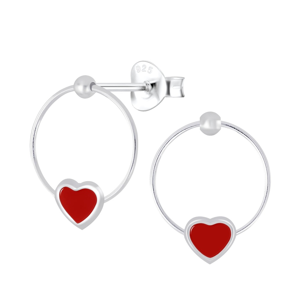 Puces d'oreilles fil cœur en argent