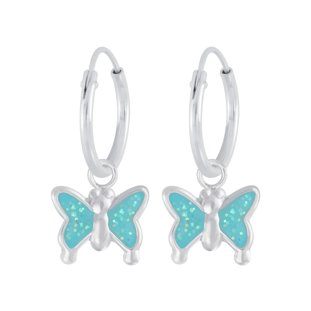 Créoles breloque papillon en argent