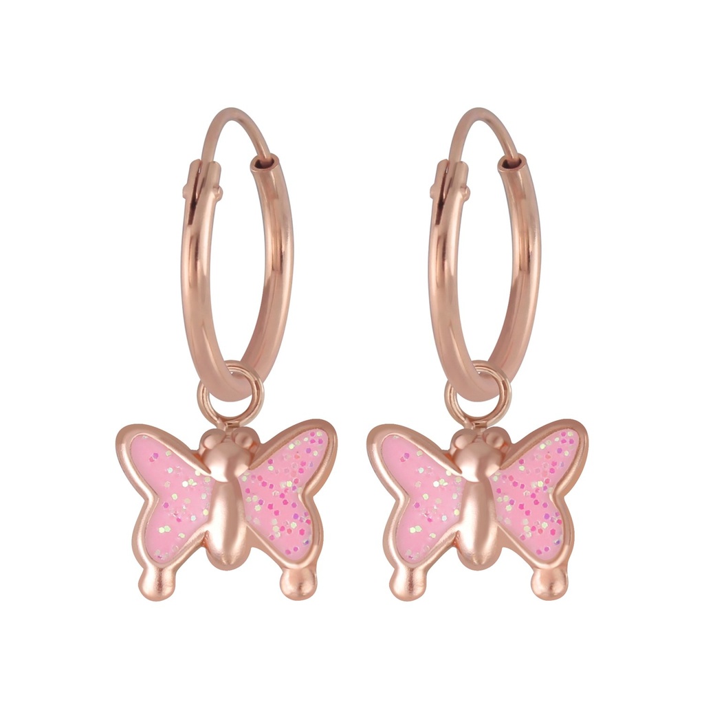 Créoles breloque papillon en argent