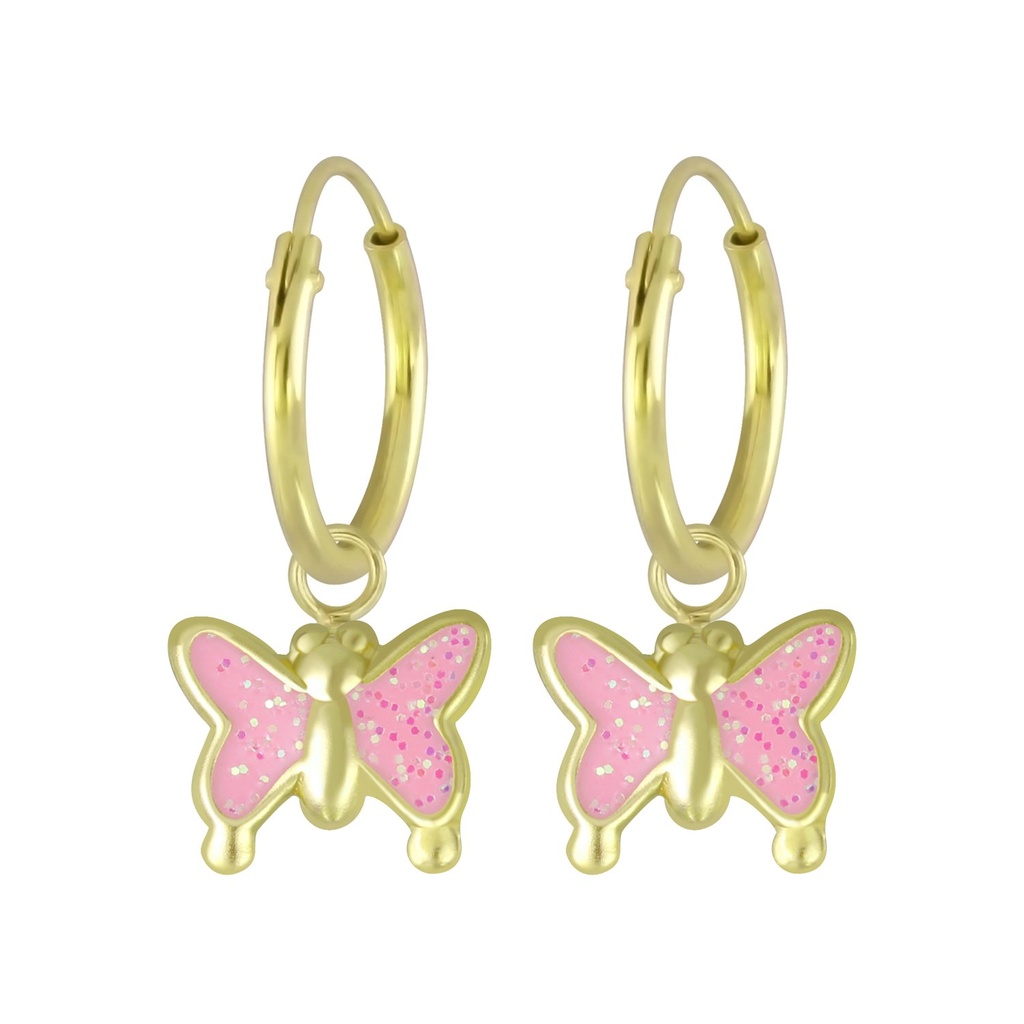 Créoles breloque papillon en argent