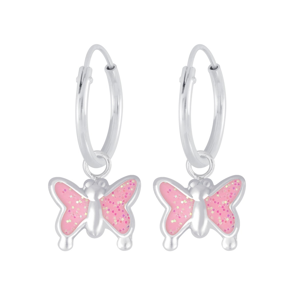 Créoles breloque papillon en argent