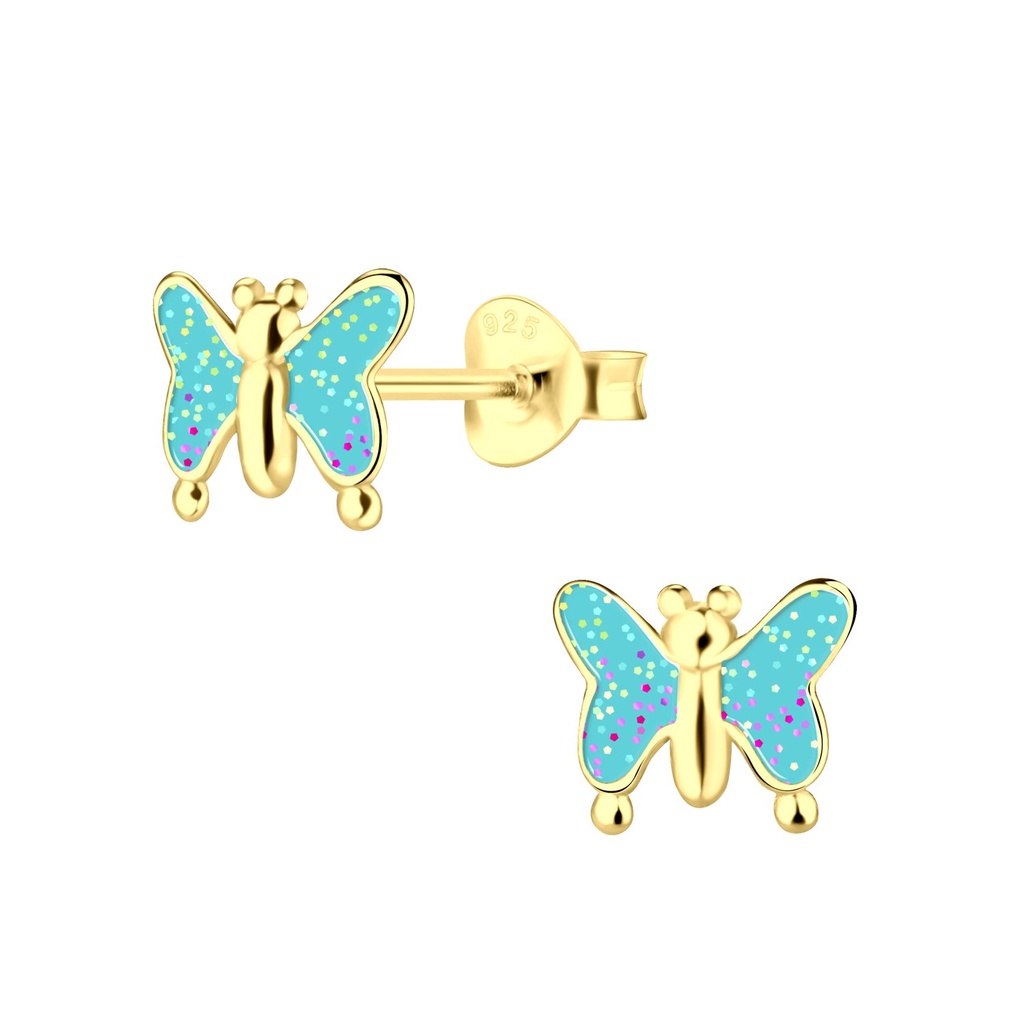 Puces d'oreilles papillon en argent