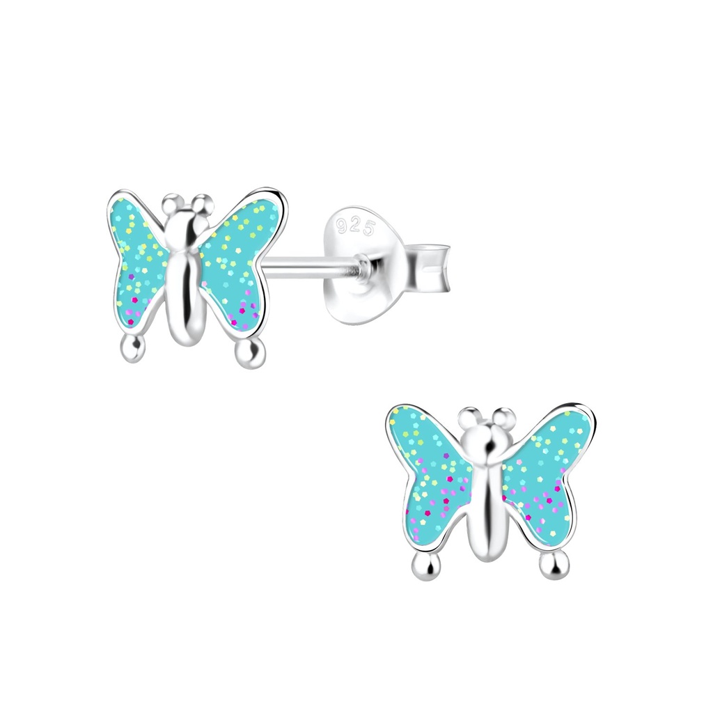 Puces d'oreilles papillon en argent