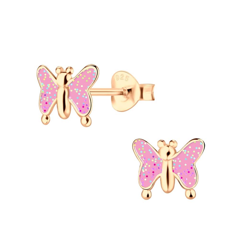 Puces d'oreilles papillon en argent