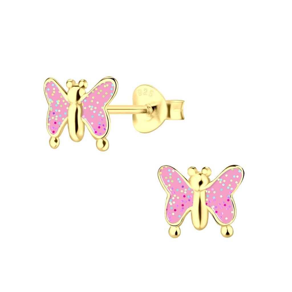 Puces d'oreilles papillon en argent