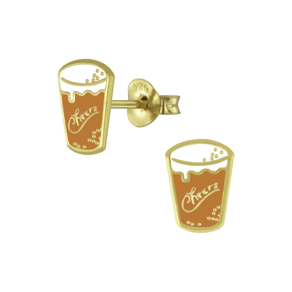 Silver Cheers Glass Stud Earrings