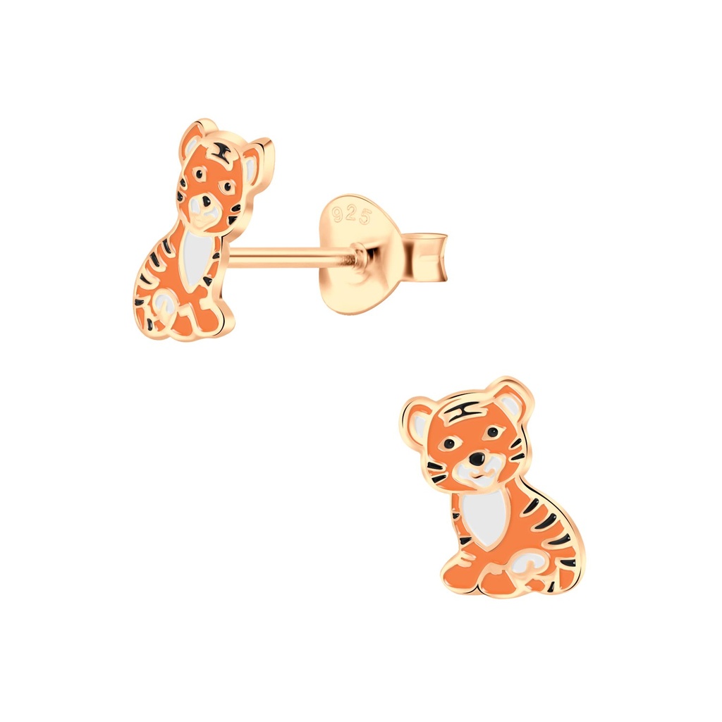 Silver Tiger Stud Earrings