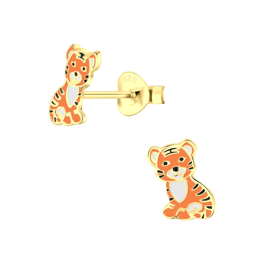 Puces d'oreilles tigre en argent