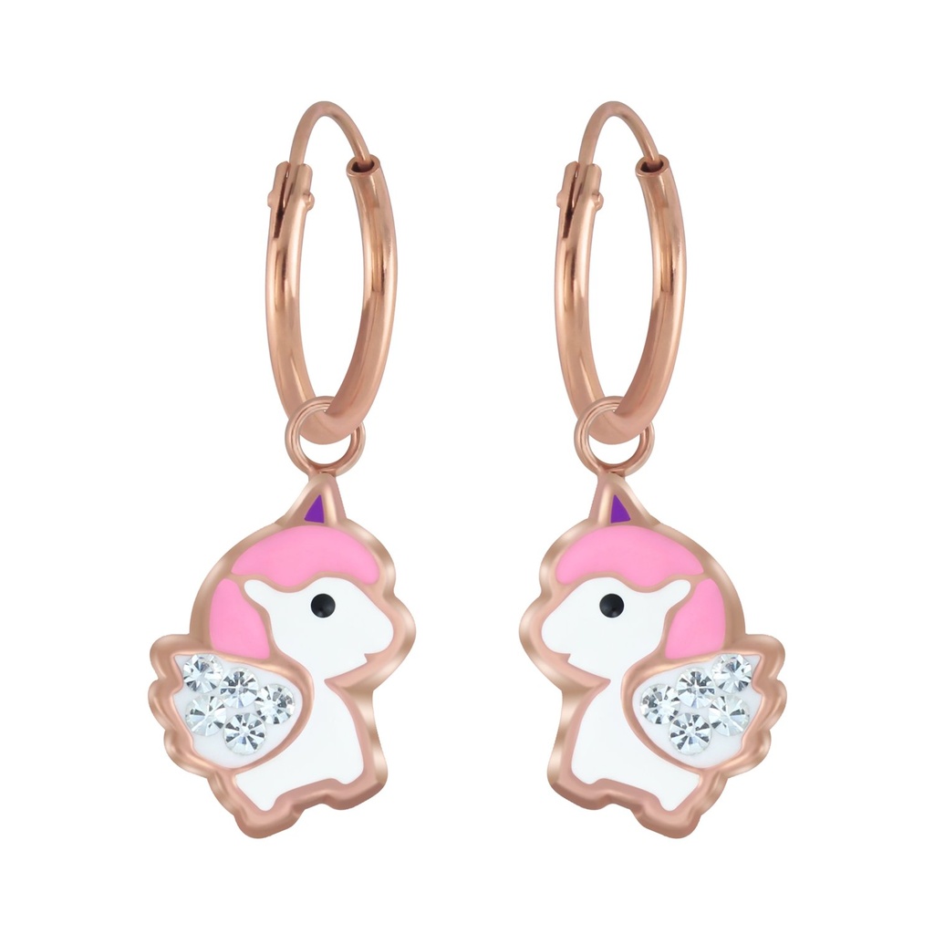 [10007082] Silver Unicorn Charm Hoop Earrings