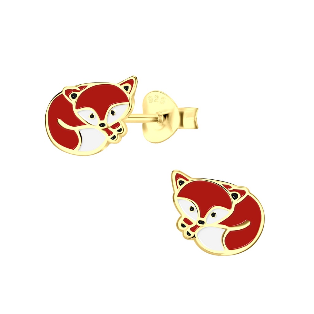 [10006700] Silver Fox Stud Earrings