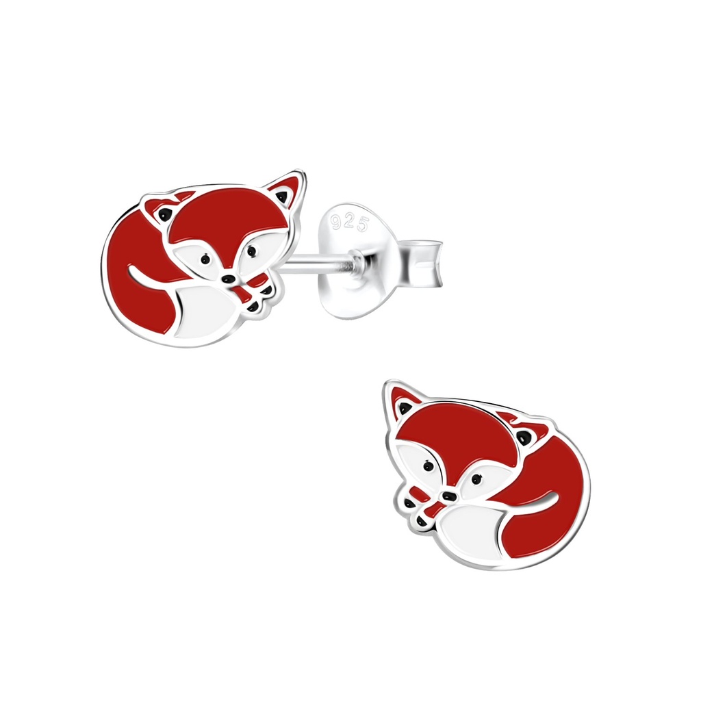 Silver Fox Stud Earrings