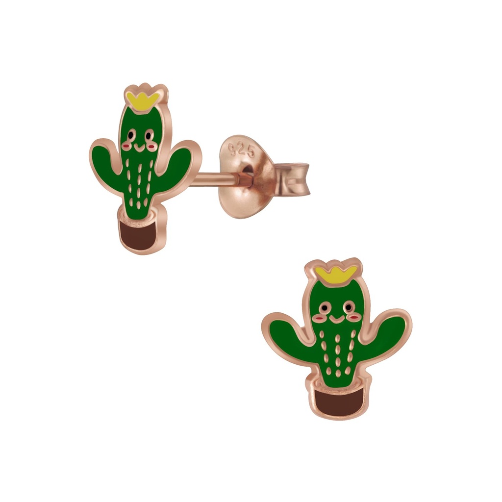[10006708] Silver Cactus Stud Earrings