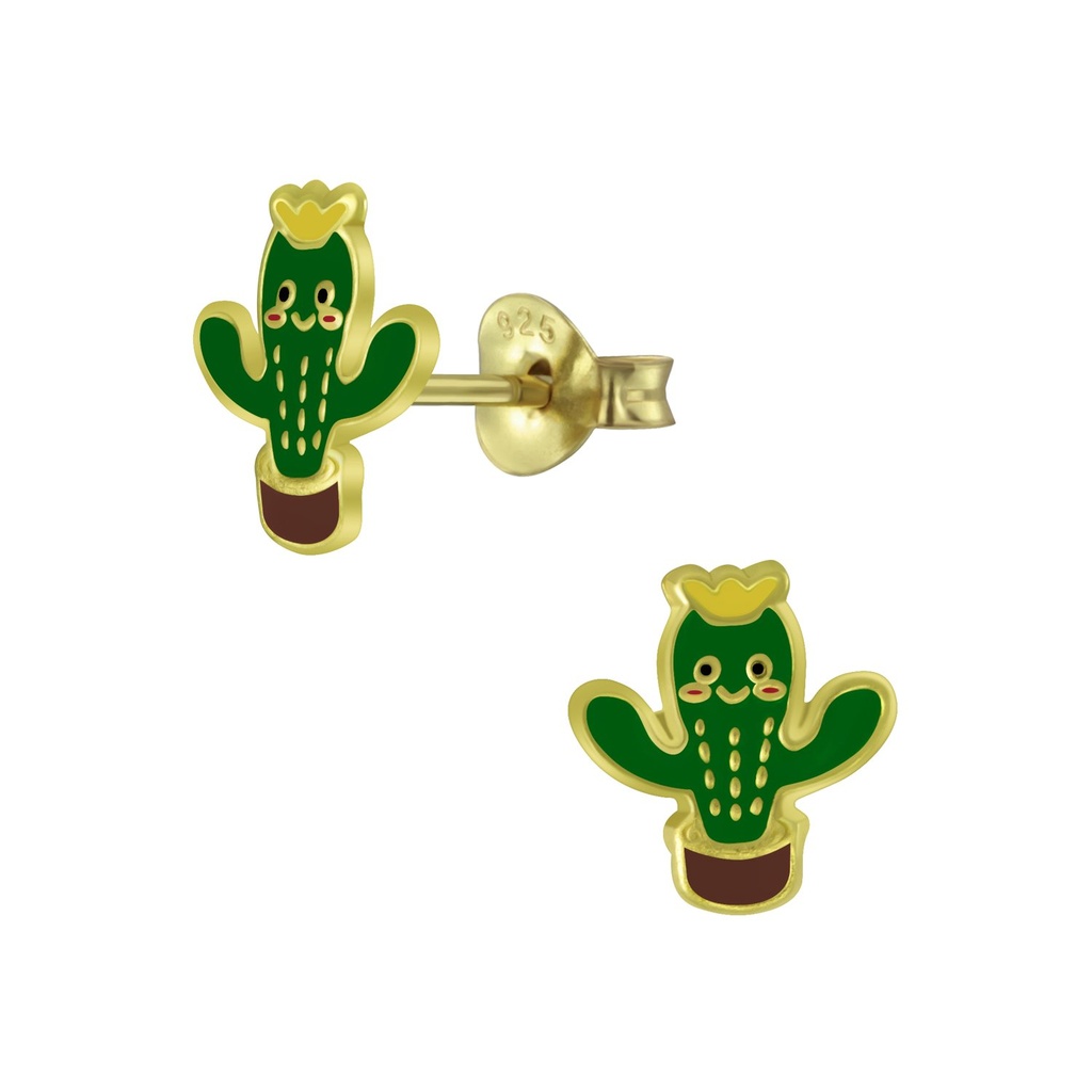Puces d'oreilles cactus en argent