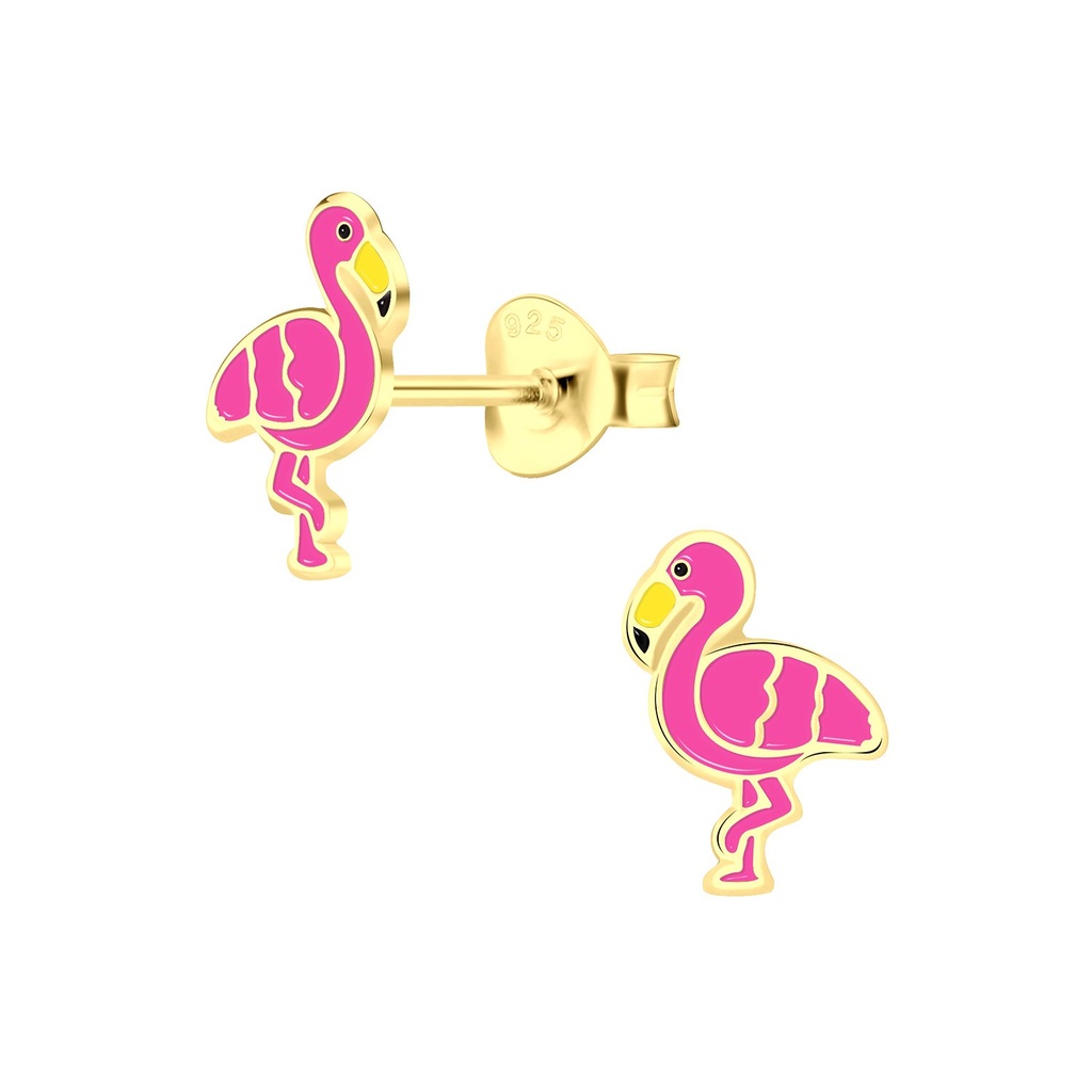 Puces d'oreilles flamant rose en argent