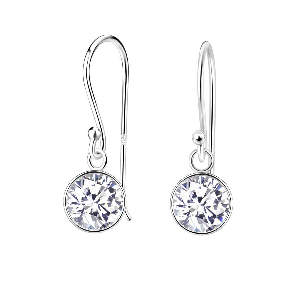 Boucles d'oreilles en argent zircon rond 7 mm