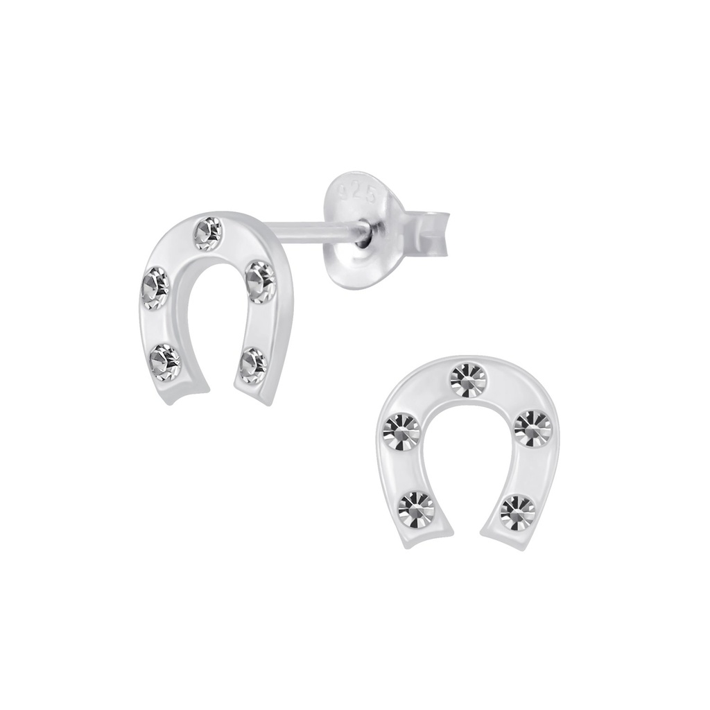 Silver Horseshoe Stud Earrings