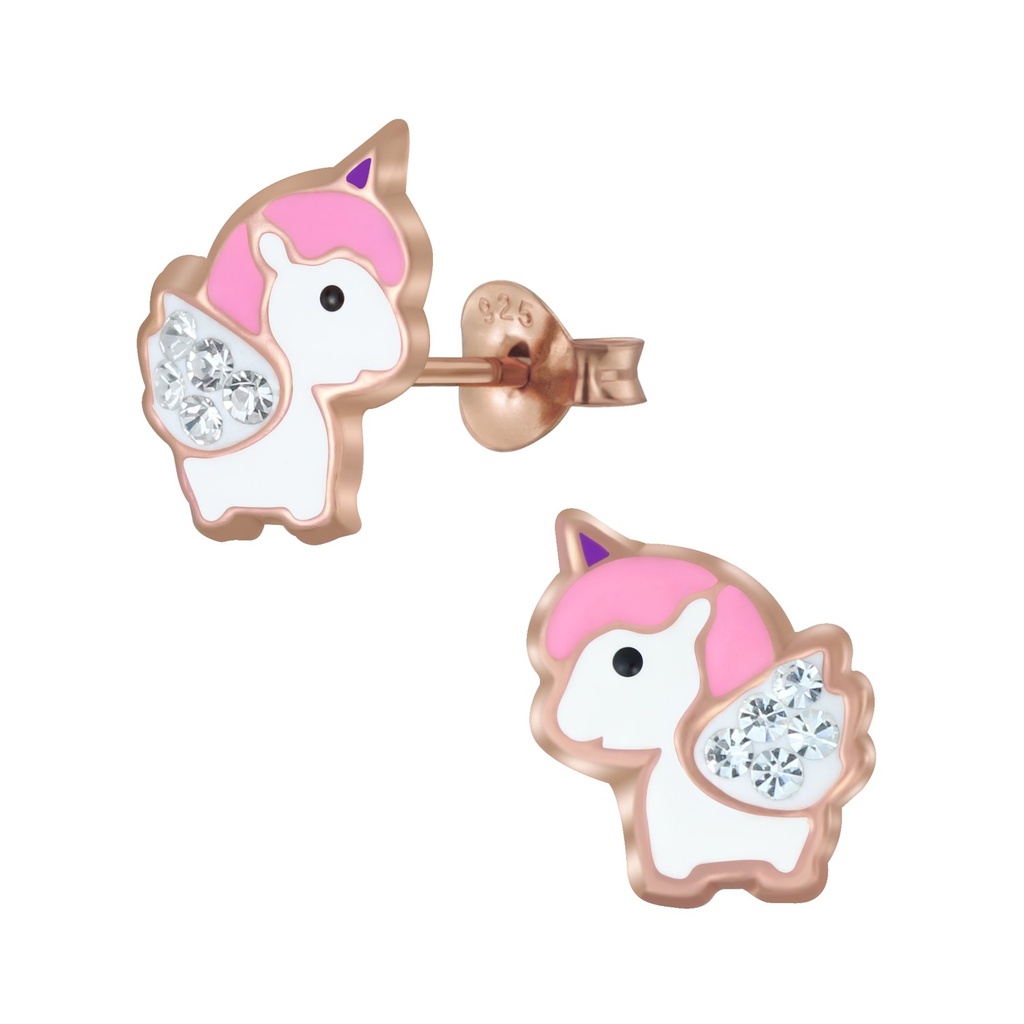Silver Unicorn Stud Earrings